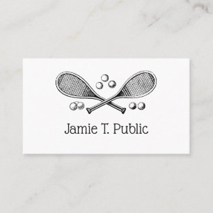 Sports Vintage Crossed Tennis Racquet Tennis Balls Business Card