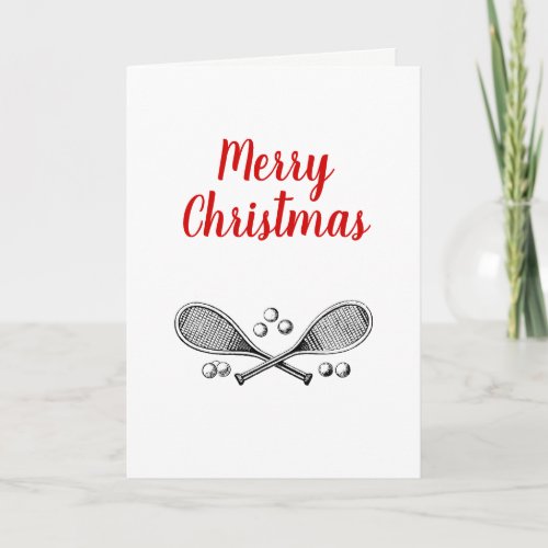 Sports Vintage Crossed Tennis Racquet Tennis Balls Holiday Card