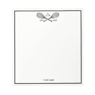 Sports Vintage Crossed Tennis Racquet Tennis Balls Notepad