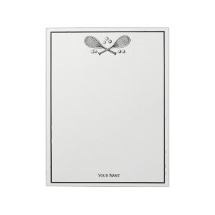 Sports Vintage Crossed Tennis Racquet Tennis Balls Notepad
