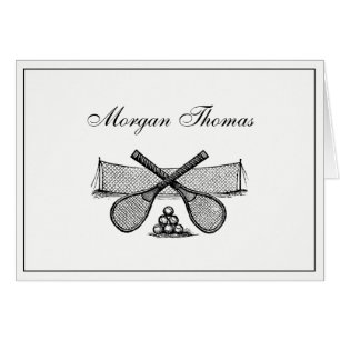 Sports Vintage Tennis Net, Crossed Racquets, Balls Cards