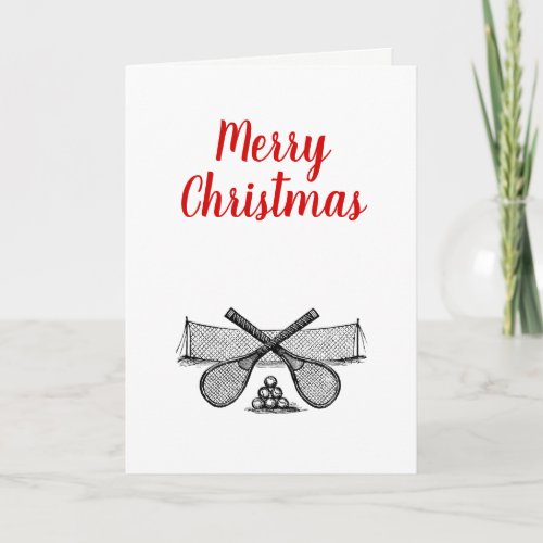 Sports Vintage Tennis Net Crossed Racquets Balls Holiday Card