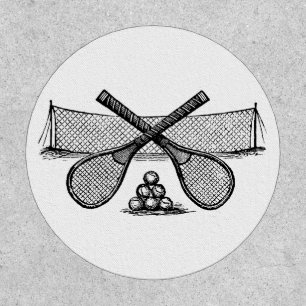 Sports Vintage Tennis Net, Crossed Racquets, Balls Patch
