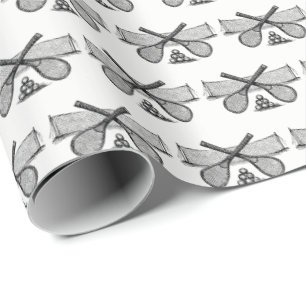 Sports Vintage Tennis Net, Crossed Racquets, Balls Wrapping Paper