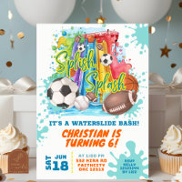 Sports Waterslide Pool Birthday Party