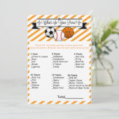 Sports What's in Your Purse Baby Shower Game Invitation (Standing Front)
