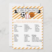 Sports What's in Your Purse Baby Shower Game Invitation (Front)