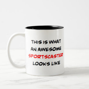 sportscaster, awesome Two-Tone coffee mug