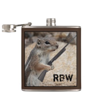 Sportsman Squirrel Customizable Flask by poozybear at Zazzle