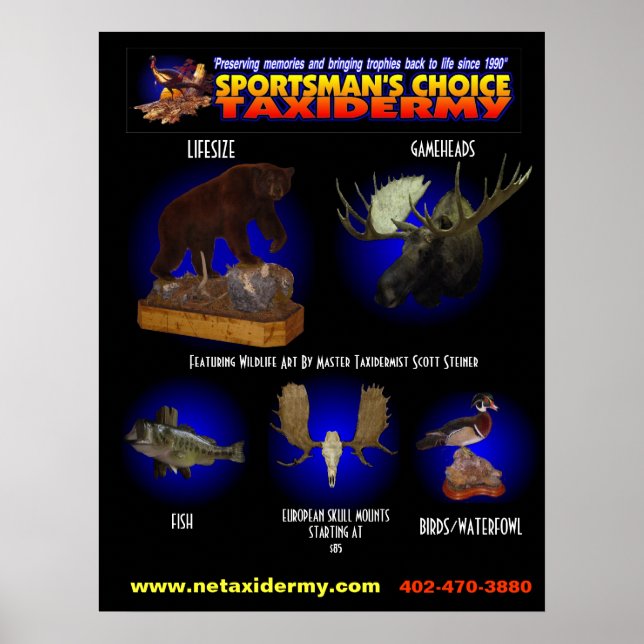 SPORTSMAN'S CHOICE TAXIDERMY POSTER (Front)
