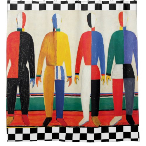 Sportsmen by Kazimir Malevich Shower Curtain