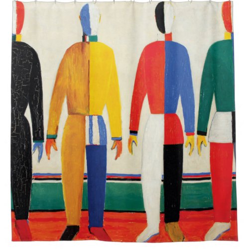 Sportsmen by Kazimir Malevich Shower Curtain