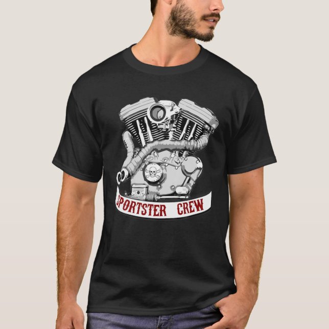 Sportster Crew - Evo Motor - Front Graphic Only T-Shirt (Front)