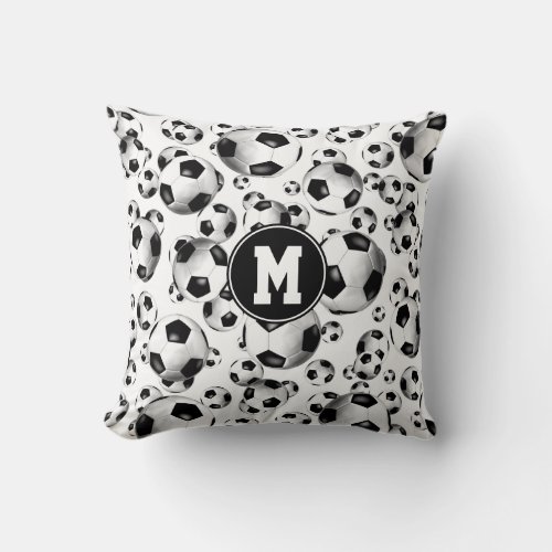 sporty 3D look traditional soccer balls pattern Throw Pillow