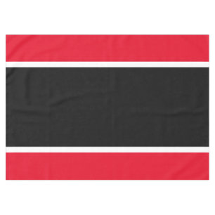 Sporty 70s Wide Black White Bright Red Stripes Tablecloth