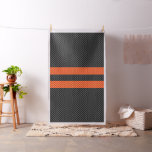 Sporty Accent Orange Stripes Carbon Style Print Fabric