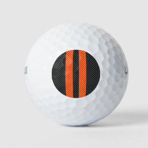 Sporty Accent Orange Stripes Carbon Style Print Golf Balls