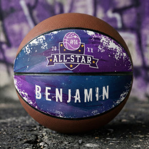 Sporty All-Star Player Team Number Custom Name Basketball