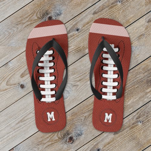 Sporty American Football Monogrammed Flip Flops