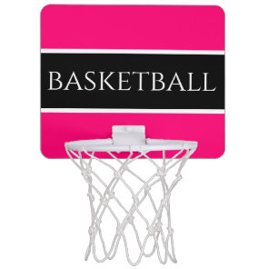 Sporty Athletic Bright Pink Black White Stripes  Mini Basketball Hoop