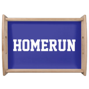 Sporty Athletic Deep Blue Bold White HOMERUN Text Serving Tray