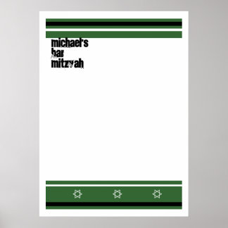 Sporty Bar Mitzvah Sign In Board - Green Black