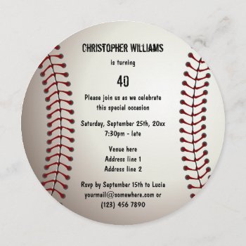 Sporty Baseball 40th Birthday Party Double Sided Invitation by shm_graphics at Zazzle