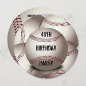 Sporty Baseball 40th Birthday Party Double Sided Invitation (Front/Back)
