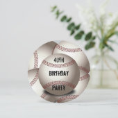 Sporty Baseball 40th Birthday Party Double Sided Invitation (Standing Front)