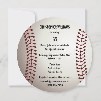Sporty Baseball 65th Birthday Party Double Sided Invitation by shm_graphics at Zazzle