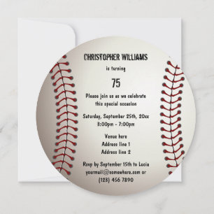 Sporty Baseball 75th Birthday Party Double Sided Invitation