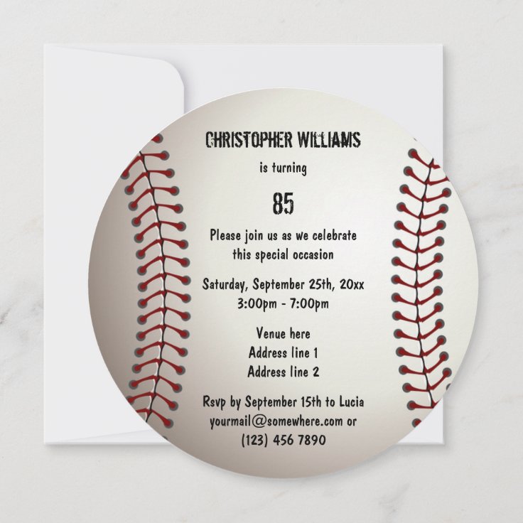 Sporty Baseball 85th Birthday Party Double Sided Invitation | Zazzle