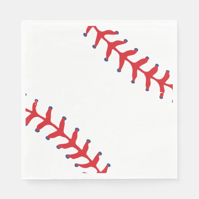 Sporty-Baseball Classic Red & White Sports Themed Napkins (Front)