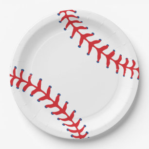 Sporty-Baseball Classic Red & White Sports Themed Paper Plates