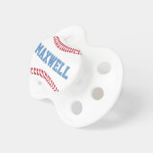 Sporty Baseball Monogram Red and Blue Baby Boy Pacifier (Front Right)