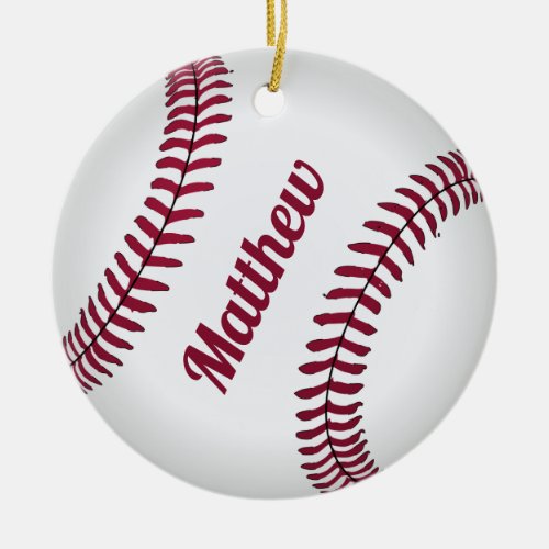 Sporty Baseball Personalize Ceramic Ornament