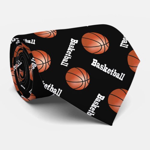Sporty Basketball   Changeable Background Color Neck Tie