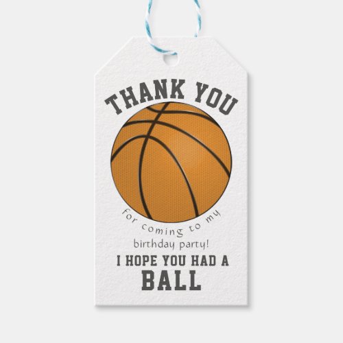 Sporty Basketball Design Thank You Gift Tags