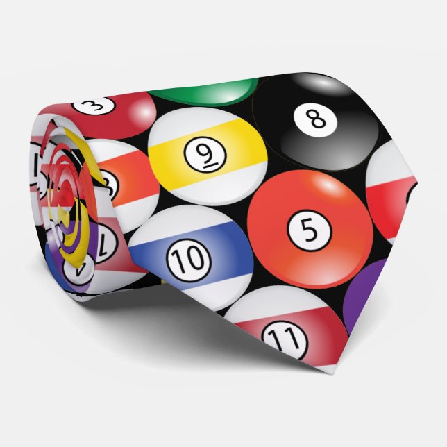 Sporty Billiard Pool Balls Neck Tie (Rolled)