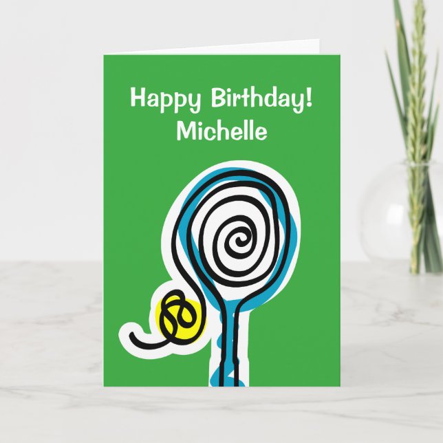 Sporty Birthday Card for tennis player or coach (Front)