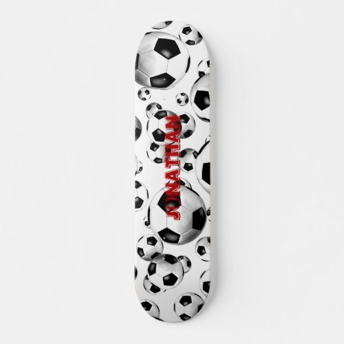 sporty black and white soccer balls boys girls skateboard