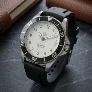 Sporty Black Dive Bezel Watch with Rugged Rubber