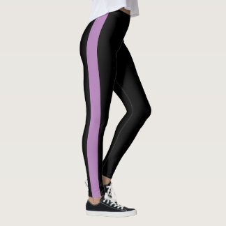 Sporty Black Monochrome Vertical Band Leggings
