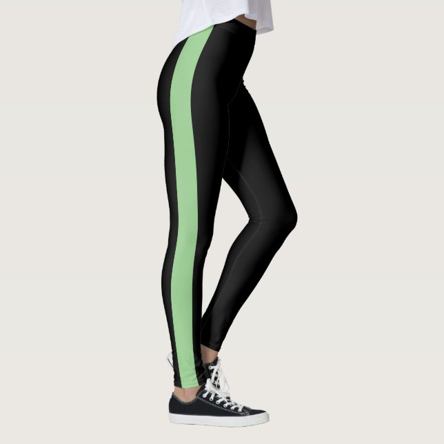Sporty Black Monochrome Vertical Band Leggings (Right)