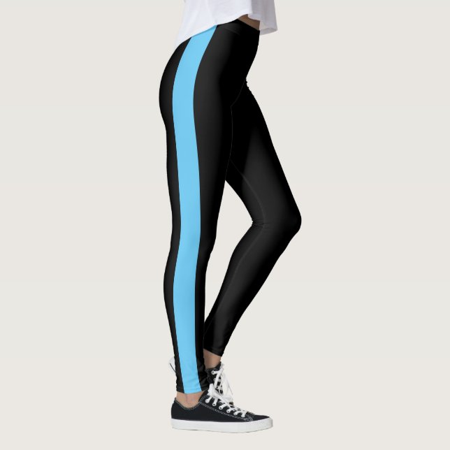 Sporty Black Monochrome Vertical Band Leggings (Right)