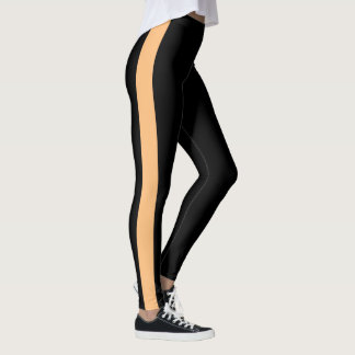 Sporty Black Monochrome Vertical Band Leggings
