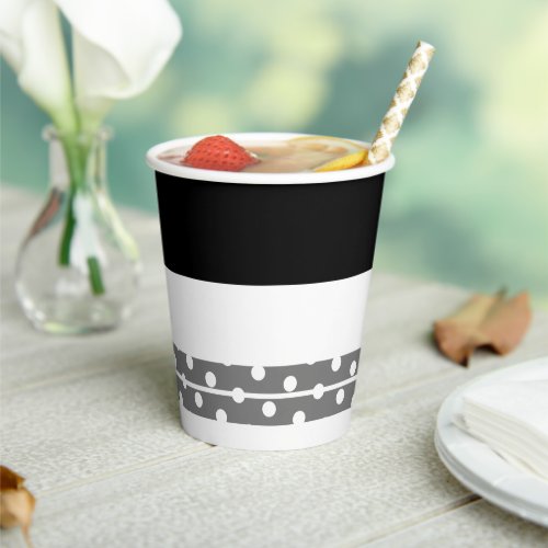 Sporty Black Top Gray Polka Dots Racing Stripes Paper Cups
