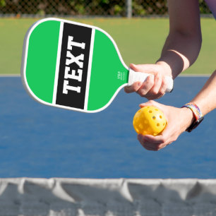 Sporty Black White Bright Green Orange Stripes Carbon Fiber Pickleball Paddle
