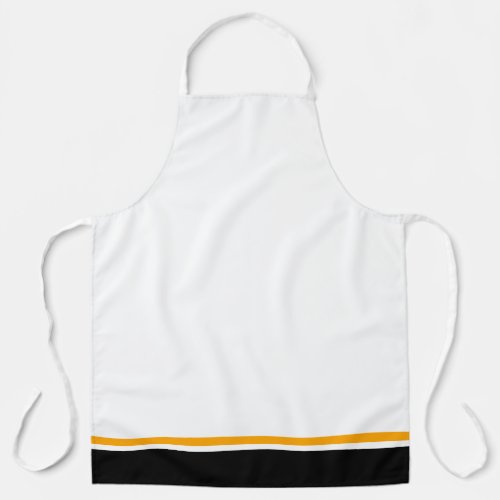 Sporty Black Yellow Edge Racing Stripes On White Apron