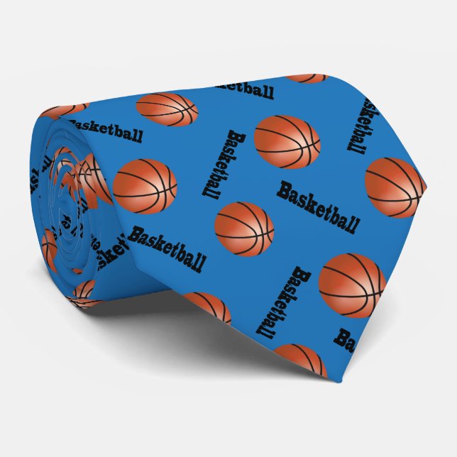 Sporty Blue Background | Basketball Tie (Rolled)